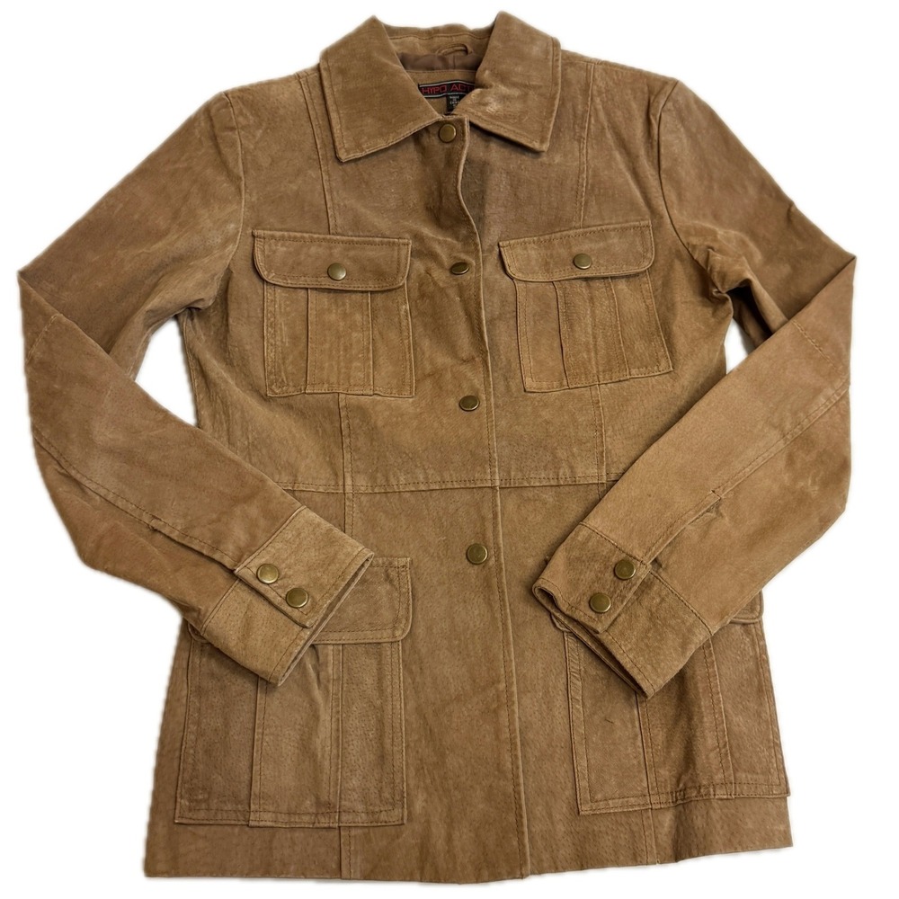 Hypo‎ Active Jacket Womens Small Brown Leather Safari Grunge Y2K